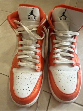 Jordan Kids High-Top Sneakers - White & Orange